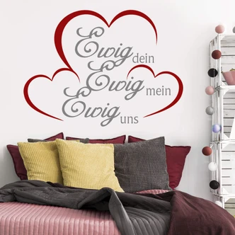 Wandtattoo Ewig dein - Herzen (2-farbig) 