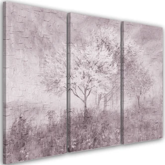 3-delige canvas print een bloeiende boom in de weide oud zwart-wit 