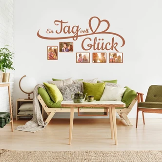 Wandtattoo Ein Tag voll Glück mit Platz für Fotos Wandtattoo Ein Tag voll Glück mit Platz für Fotos
