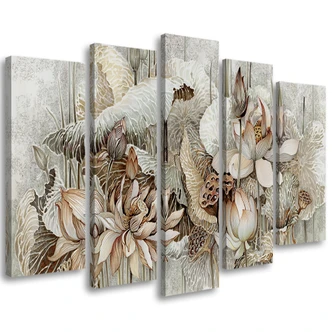 Leinwandbild 5 teilig, Saint Lotos Blumen 