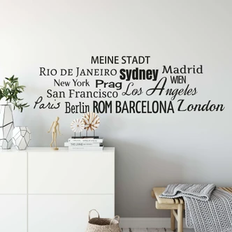 Wandtattoo + Name - Städte Banner 