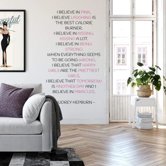 I believe in pink - Audrey Hepburn - Wall Sticker 