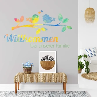 Wandtattoo Aquarell - Willkommen bei unserer Familie 