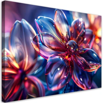 Leinwandbild, Glänzende 3D-Blumen 