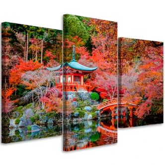 Leinwandbild 3-teilig, Japan Rote Landschaft 