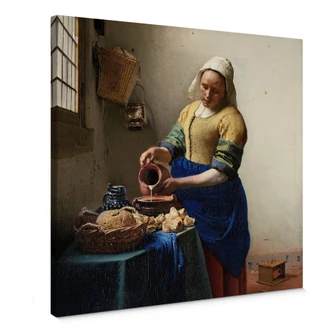 Leinwandbild Vermeer - Das Mädchen mit dem Milchkrug - quadratisch 