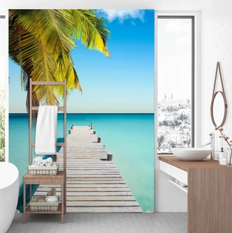 Fototapete, Brücke im tropischen Ozean Fototapete, Brücke im tropischen Ozean