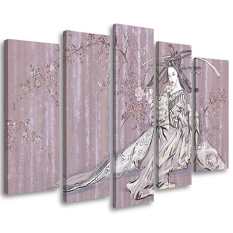 Leinwandbild 5 teilig, Traditioneller japanischer Geisha 