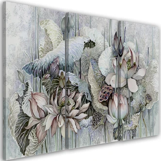 Leinwandbild 3 teilig, Saint Lotos Blumen 
