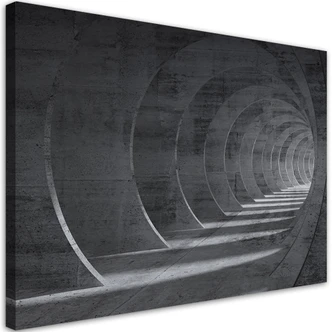 Leinwandbild, Grauer 3D Tunnel 