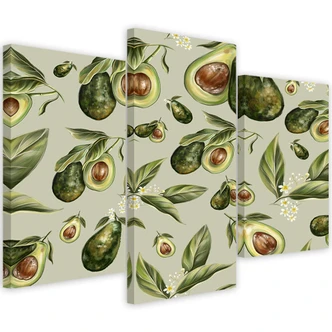 Leinwandbild 3 teilig, Avocado -Hälften 