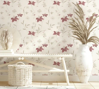 Papiertapete Floral Romantisch in Weiß Papiertapete Floral Romantisch in Weiß