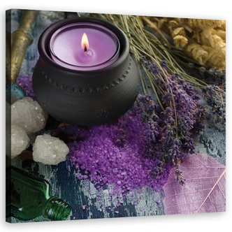 Leinwandbild, Violet Zen Spa Kerze 
