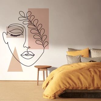 Fototapete mit Grafik, Vliestapete mit Gesichtsgrafik Weiß 2.70 x 1.59 cm 