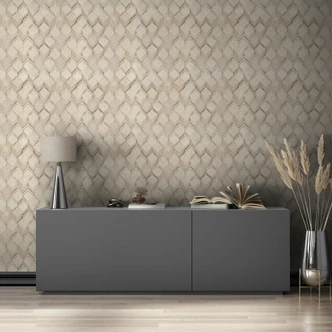 Vliestapete in beige, grau Rauten Illusion 3D-Optik Modern  