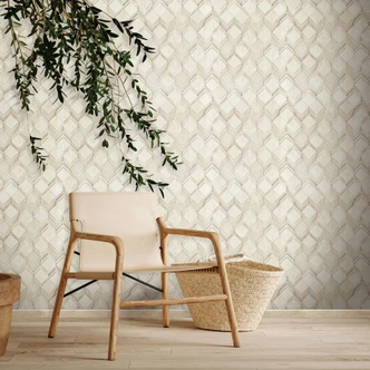Vliestapete in weiß, beige Rauten Illusion 3D-Optik Modern  