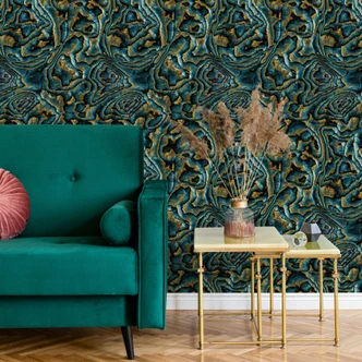 Carta da parati in tessuto non tessuto nei colori blu, verde, marrone, marmo, pietra, grafica moderna Carta da parati in tessuto non tessuto nei colori blu, verde, marrone, marmo, pietra, grafica moderna