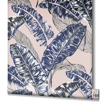 Vliestapete Floral Modern, Natur in Rosa-Braun  