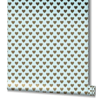 Vliestapete Herzen Grafisch Romantisch, Modern in Blau für Schlafzimmer 
