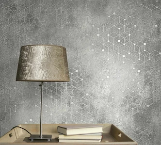Non-woven wallpaper graphic modern in gray  