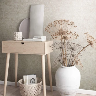 Vliestapete mit Buchstaben und Zahlen beige Grafisch 