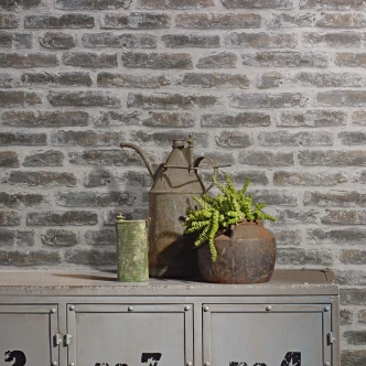 steeneffect behang, vliesbehang Novamur Jackie wit, bruin  