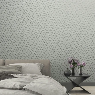 Vliestapete mit geometrischen Rauten grau, beige Grafisch 