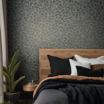 Vliestapete Blätter, Beton Floral Natur in Grau Vliestapete Blätter, Beton Floral Natur in Grau