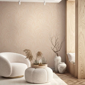 Vliestapete Blätter, Ranken Floral Natur in Orange 