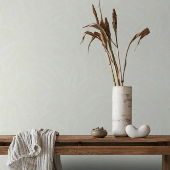 Vliestapete Blätter, Ranken Floral Natur in Weiß Beige 