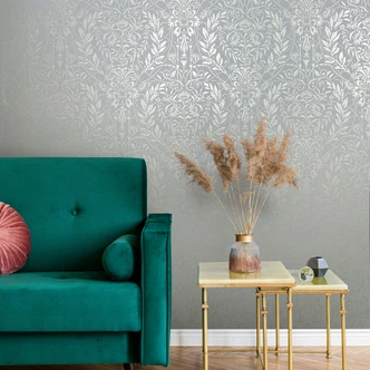 Vliestapete Ornament Floral Natur in Grau Blau 