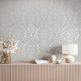 Vliestapete Ornament Floral Natur in Grau Beige 