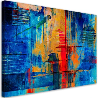 Canvas schilderij, Kleurrijke abstractie handgeschilderd 