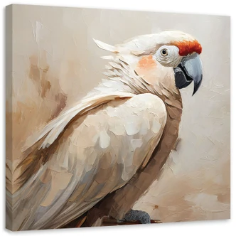 Canvasbillede, Fuglepapegøje beige malet 