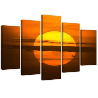 Leinwandbild 5 teilig, Sonnenuntergang 