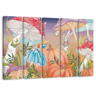 Leinwandbild 5 teilig, Little Alice im Land der Wunder 