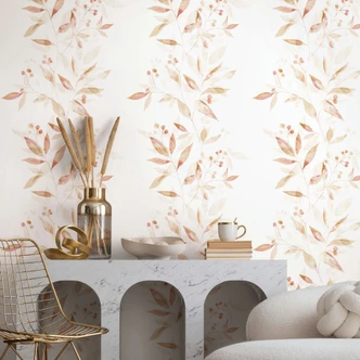 Vliestapete Blätter Floral Natur matt in Weiß Beige 