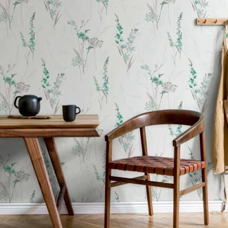 Vliestapete Blumen, Blätter Floral Modern matt in Weiß Grün 