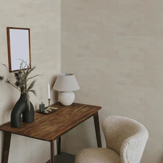 Non-woven wallpaper plaster look, concrete look plain geometric matt in beige 