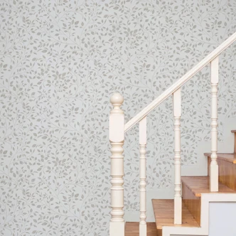 Vliestapete Blätter Floral Natur matt in Weiß Grau 