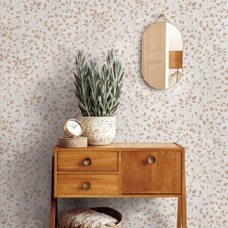 Vliestapete Blätter Floral Natur matt in Weiß Beige 