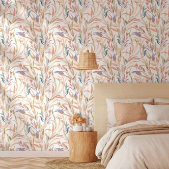 Vliestapete Blätter Floral Natur matt in Weiß Braun 