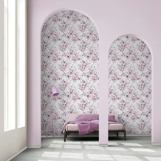 Vliestapete Blätter, Äste Floral Natur matt in Weiß Rot 