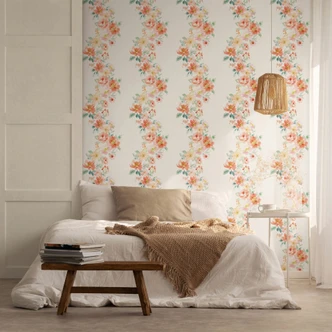 Vliestapete Blumen Floral Natur, Romantisch, Modern matt in Weiß Orange 