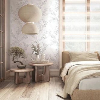 Vliestapete Blätter Floral Natur matt in Weiß Blau 