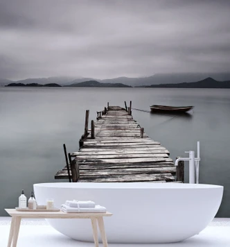 Fototapete, Steg Landschaft See 
