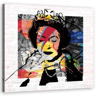 Tableau sur toile, Banksy reine d'Angleterre 