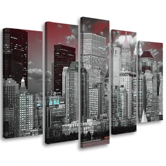 Leinwandbild 5 teilig, New York City Wolkenkratzer 