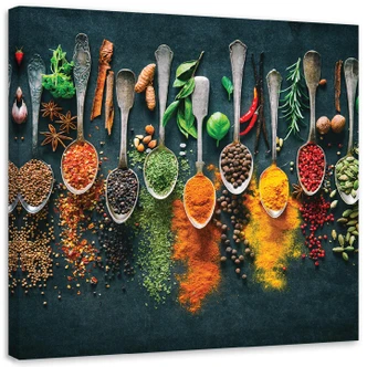 Tableau sur toile, herbes aromatiques pour la cuisine 