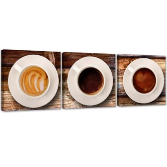 Leinwandbild 3-teilig, Kaffeetassen 